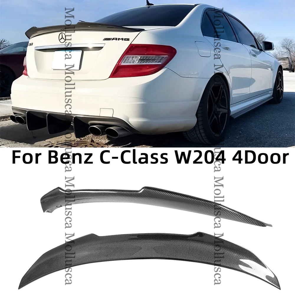 For Mercedes-Benz C-Class W204 4Door PSM Style Carbon Fiber Rear Spoiler Trunk Wing 2007-2014 FRP honeycomb Forged