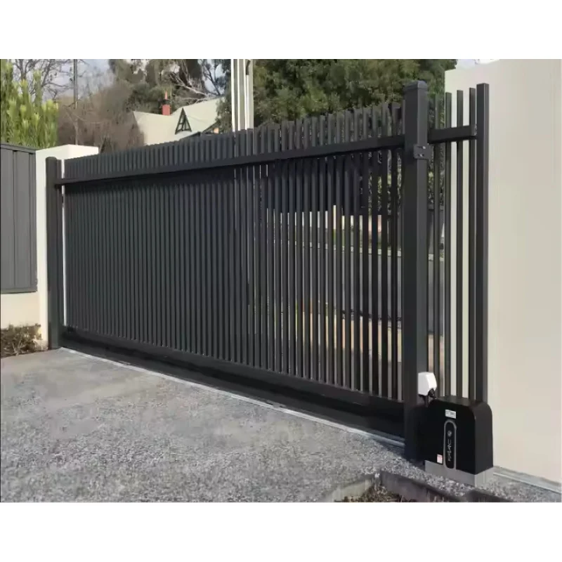 custom.Modern Aluminum Field Fence Panels Sleek Sliding Gate with Security Features Perimeter 3D Modeling Inc