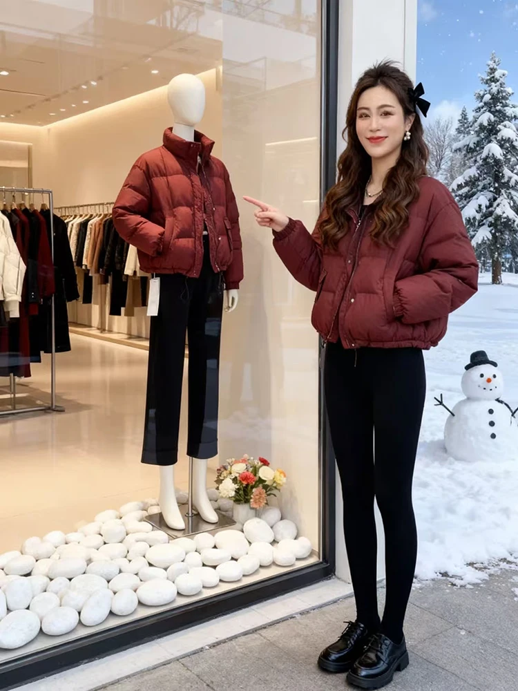 

Korean Sle Thiened ort Cotton Jaet Women's Winter New Arrival Faion Small Size Cotton Coat Stand Collar Zipper Closure