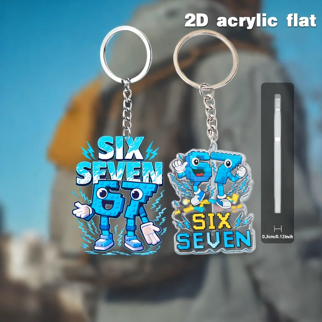 1/10pcs 2D Flat Acrylic Keychain, Digital & Letter Design, Practical Key Pendant for Holiday Gift, Backpack, Wallet & Car Keys
