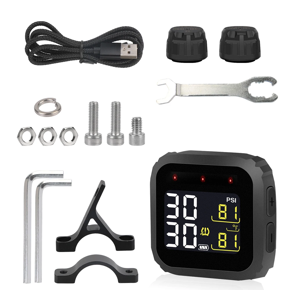 Wireless External Sensors Waterproof Tire Pressure Monitoring System M3 Moto LCD Display Motorcycle Real Time TPMS