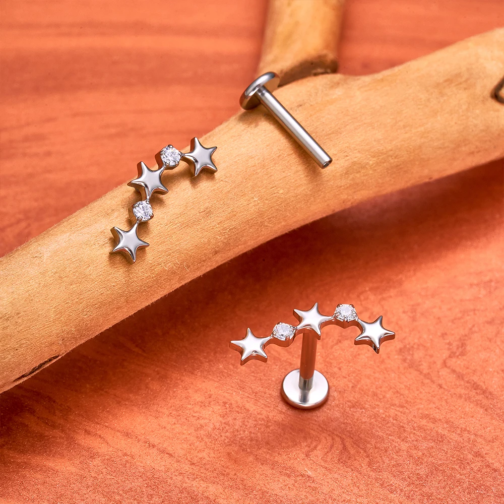 ASTM F136 التيتانيوم 16 جرام شقة هالوين شبح مقص قرط الاذن المرصع عودة الغضروف اللولب Labret الشفاه ميدوسا ثقب المجوهرات