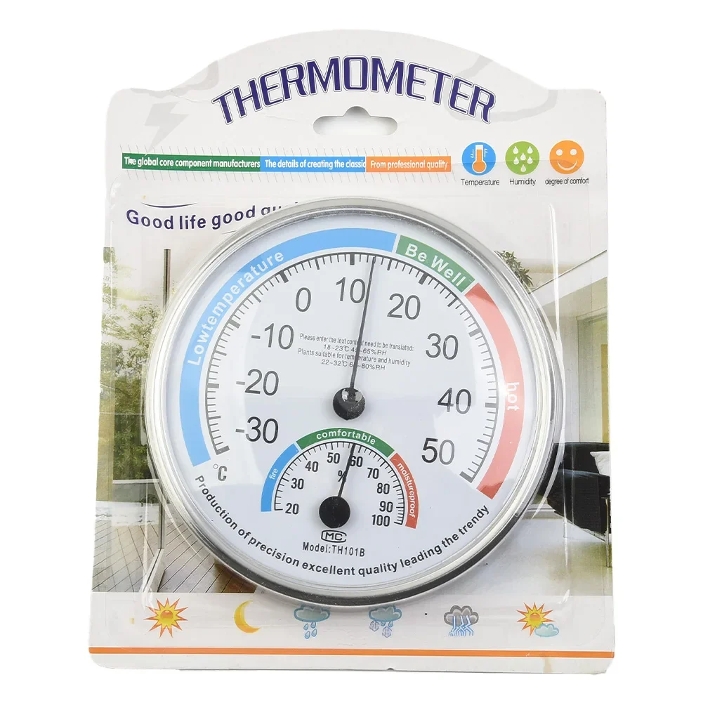 Hygrometer Thermometer Hotel Lobby In Office Laboratory ABS Diameter 13cm Range: 20-100% Thermometer Monitoring