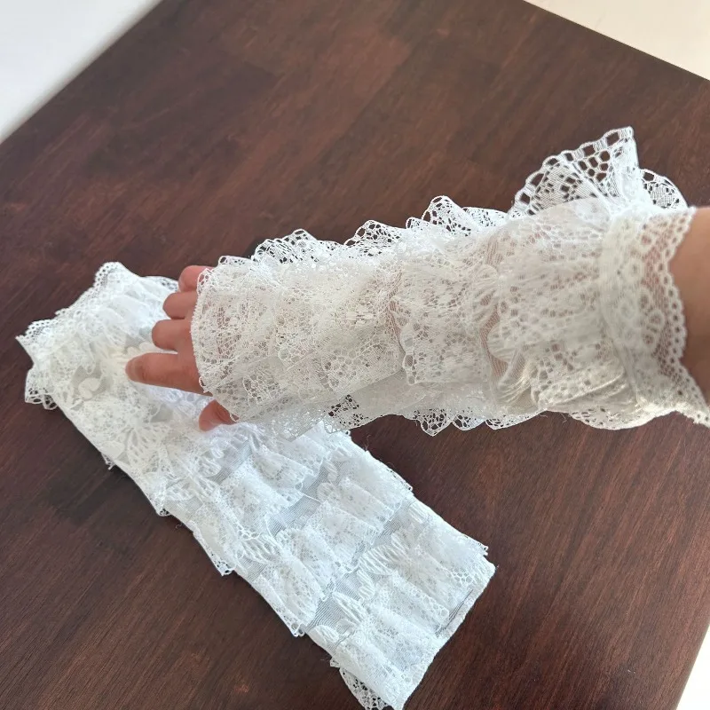 SubcultureY2k Girl Mesh Japanese Lolita Knee High Sock Women Boot Lace Bow Flounce Long Socks Foot Cover Grunge Leg Warmers