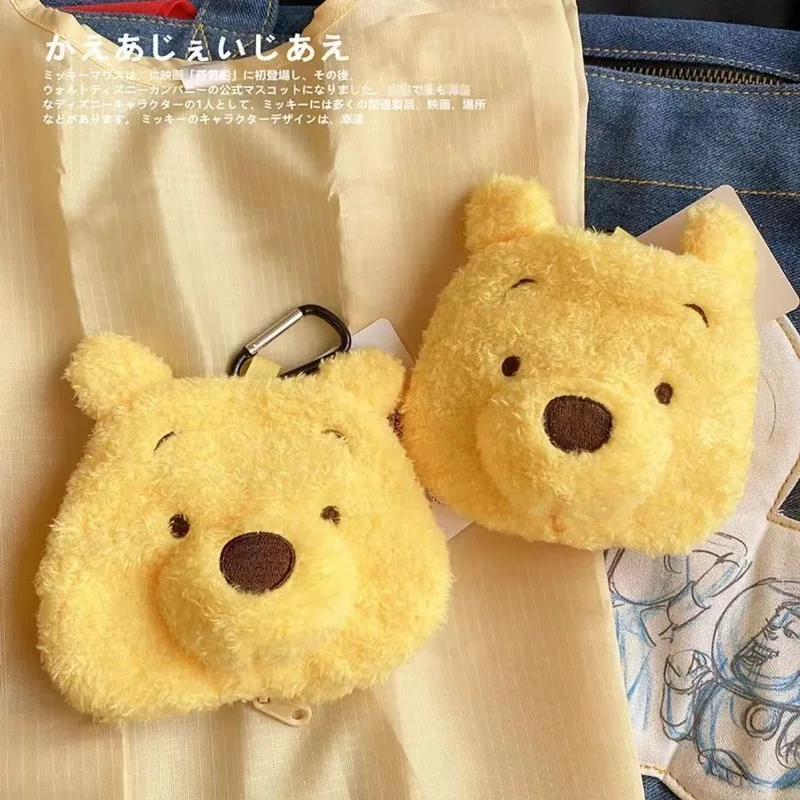 Disney Cartoon Cute Winnie the Pooh Foldable Portable Eco-Friendly Shopping Bag Large Capacity Storage Carrying Vest Tote Bag