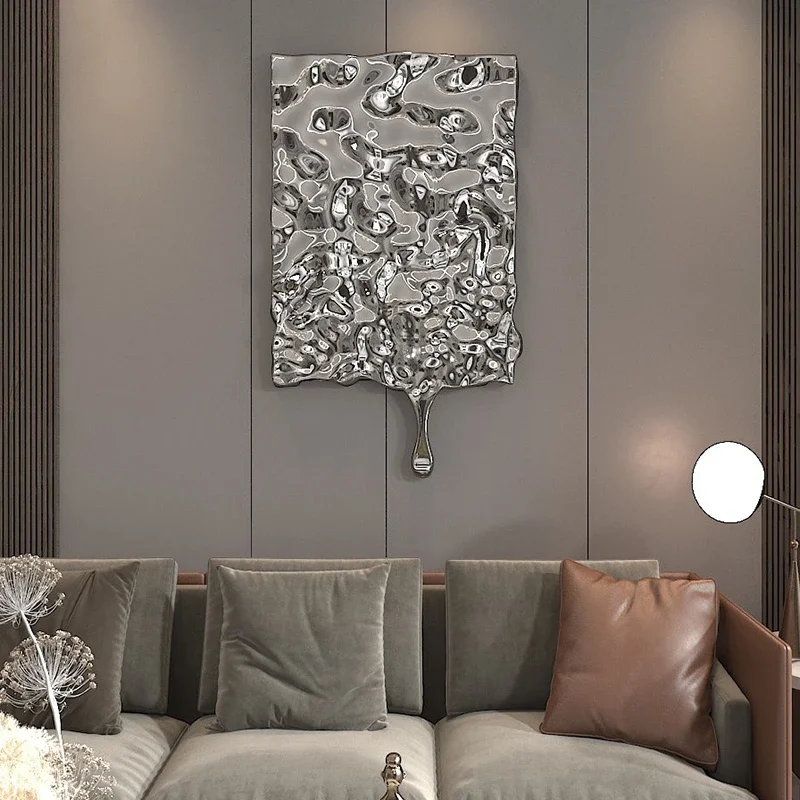 Modern Stainless Steel Water Drop Wall Art, Bump Ripple Texture Wall Hanging Decor for Home Hotel Living Room