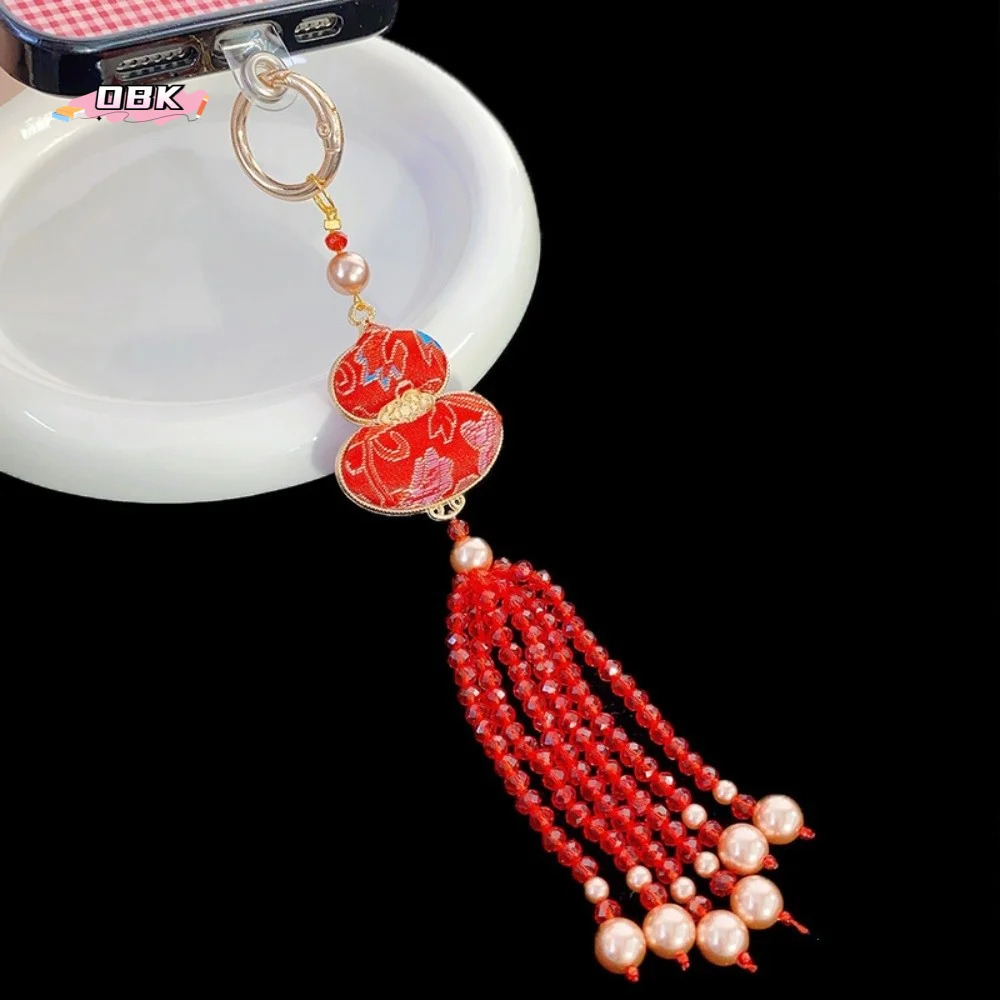 

National Style Gourd Phone Strap Pendant Beaded Tassel Detachable Mobile Phone Lanyard Anti Lost Colorful Mobile Phone Charm