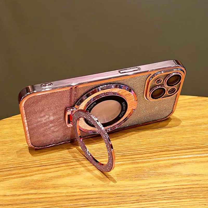 V30 Lite Magnetic Holder Stand Case For Vivo V30 Lite V29 V27 Pro V29E Y78 V21 Luxury Bling Glitter silicone Case Cover On V29