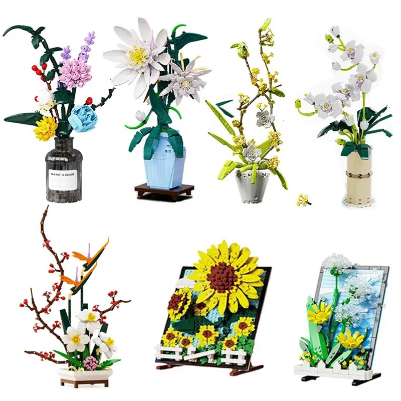 

Romantic Bouquet Building Block Flower Orchid Series Bonsai Bricks Toy Flowers Adult Flower Arrangement Assembly Toys For Girls