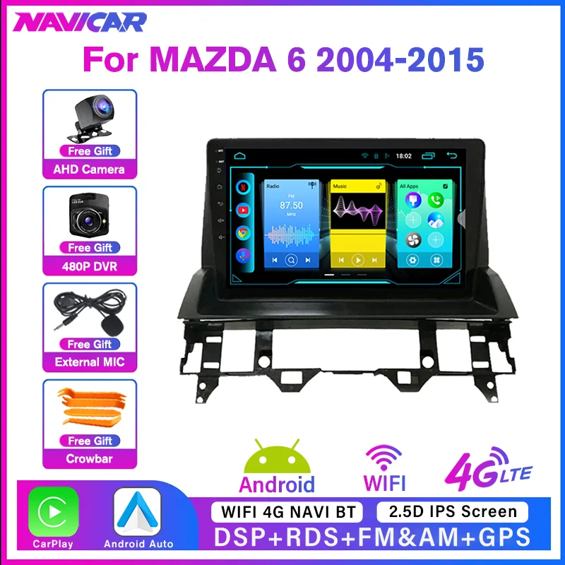 

NAVICAR Android10 Car Radio For MAZDA 6 2004-2015 GPS Navigation Car Radio With Screen Receiver Player Multimedia Player