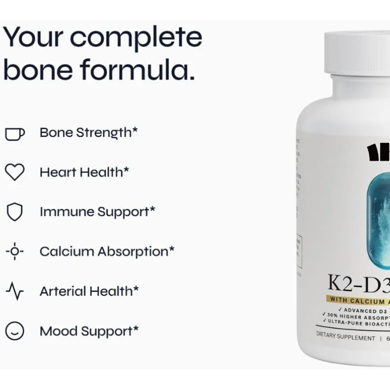Vitamin D3+K2 4000IU (100mcg) Coconut Oil, 100% Plant-based Vegetarian Vitamin D Supplement 60 Capsules
