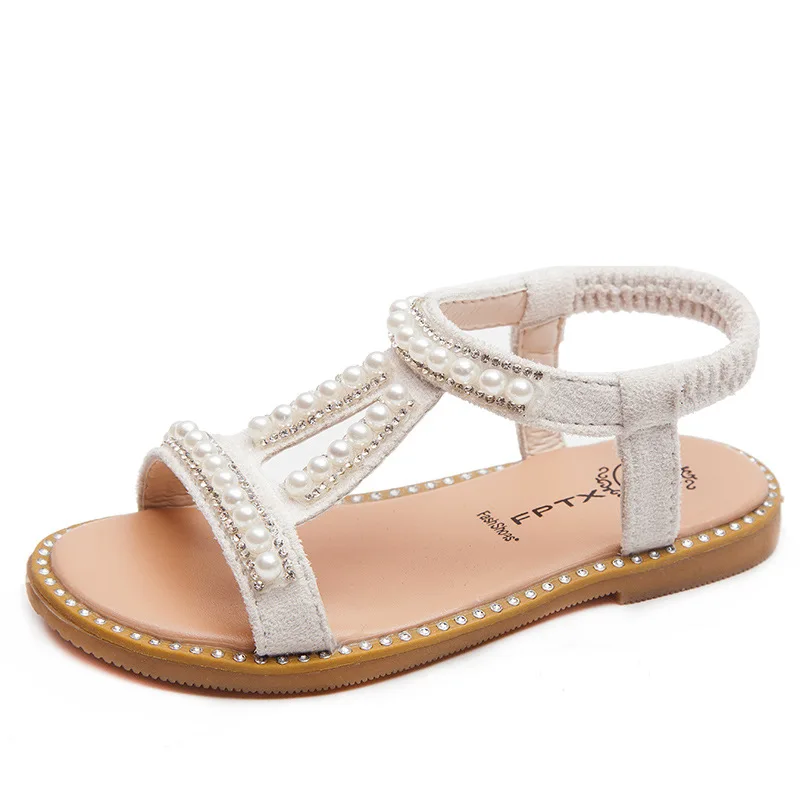 

Children Beach Outdoor Toddler Sandals Fashion Kid Summer Shoe Baby Open Toe Girl Pearl Sandals Flat Non Slip Princess Shoes