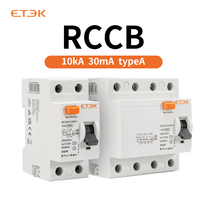ETEK RCD A Type Residual Current Circuit Breaker 2P/4P 30mA/300mA 10KA Din Rail RCCB 25A 40A 63A Brekaer ETLI-100H
