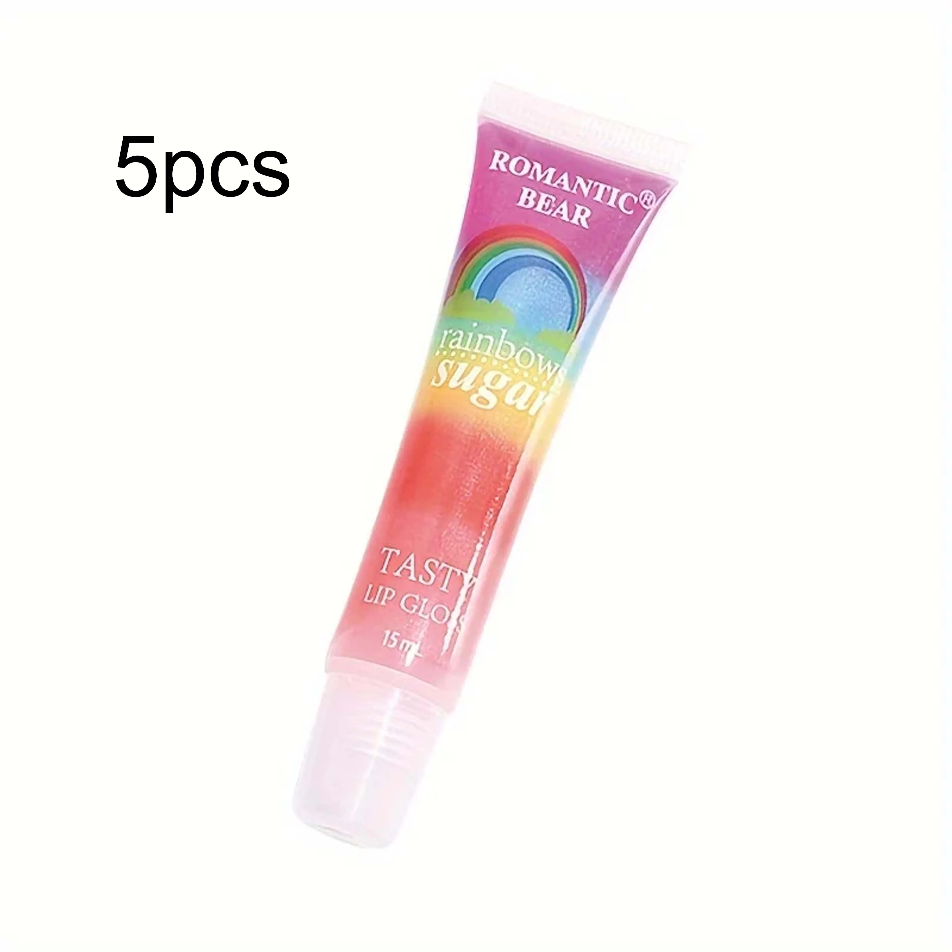 5pcs Rainbow Pearl Lip Gloss Glitter, Rainbow Jelly Lip Gloss, Sparkling Lips, Moisturizing Lip Skin