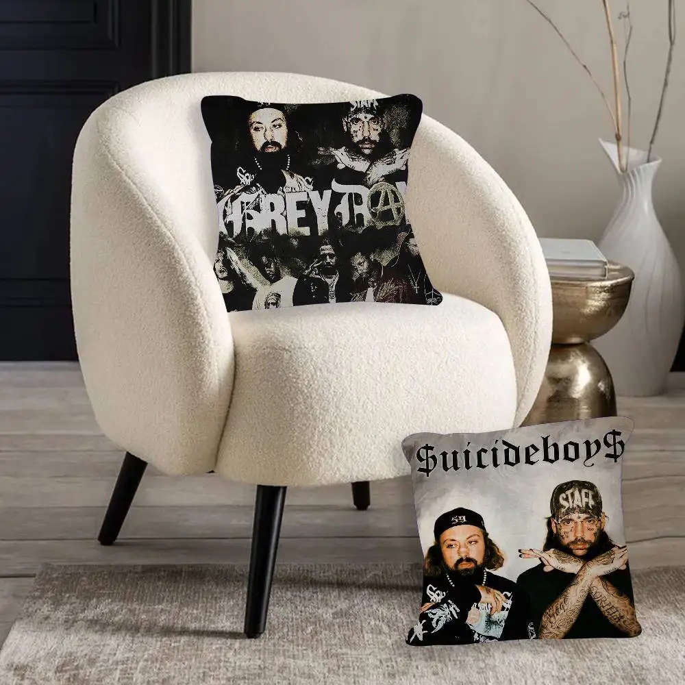 

Чехол для подушки с изображением персонажа фильма Suicideboys, 1 шт., для гостиной, дивана, домашнего декора, на заказ