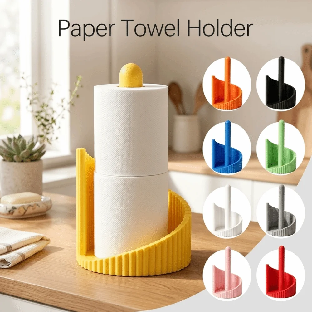 3D Printing Paper Towel Holder Spiral Wave Freestanding Kitchen Tissue Dispenser Space-Saving Stable Roll Paper Storage Rack