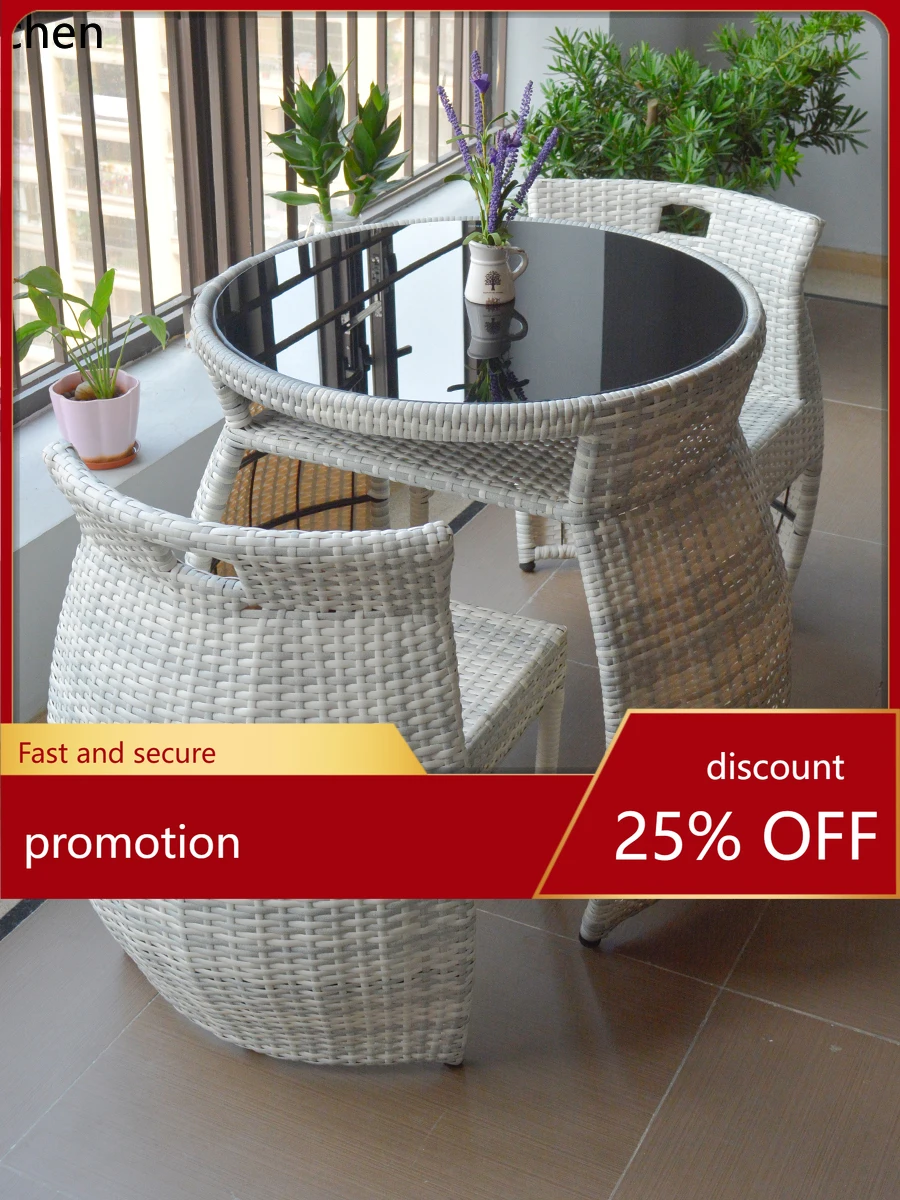 

HT balcony small table and chair leisure home combination coffee table tea table chair outdoor courtyard simple