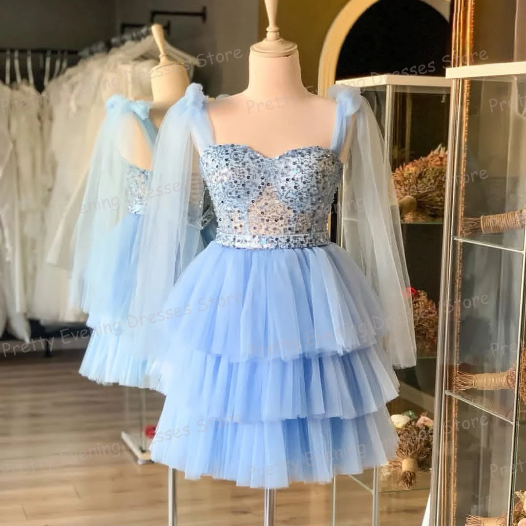 

Luxury Short Cocktail Dresses A Line Tiered Woman Sexy Sleeveless Party Prom Gowns Graduation Gala Vestidos De Noche Customized