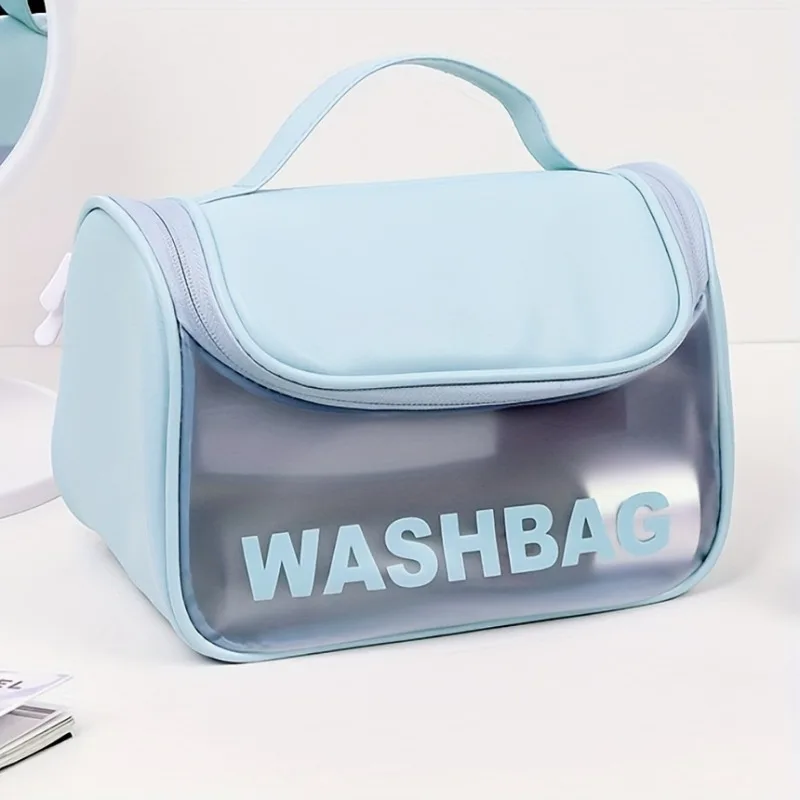 Transparent Toiletry Travel Bag – Carry, Airport Compliance, PU Leather Large Capacity Portable Storage – Unisex Makeup Bag