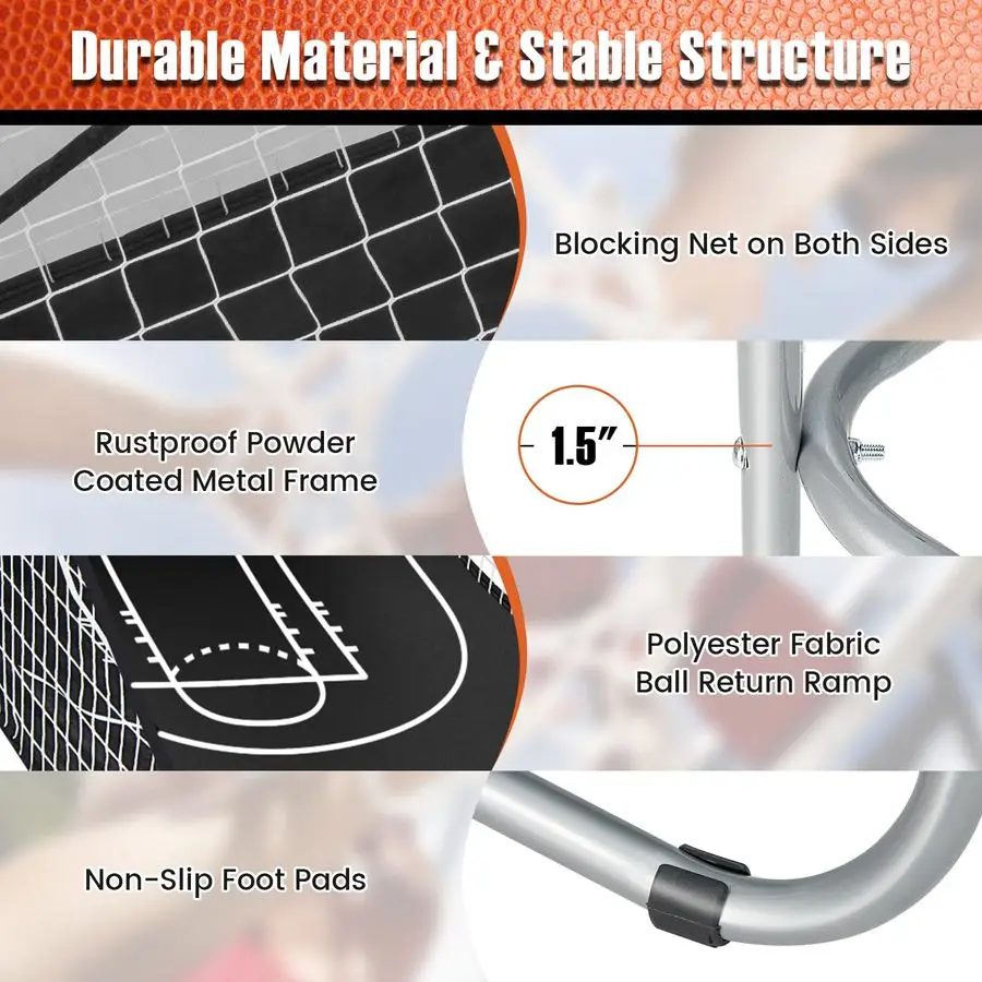 Składana Gra Arcade Koszykówka z Podwójnym Koszem, Elektroniczny Kosz do Koszykówki z Tablicą Wyników LCD, 8 Trybów Gry, 4 Piłki, Do Użytku Wewnątrz i Na Zewnątrz