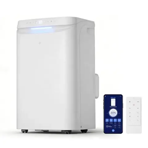 Portable air conditioner for bedroom use, ABS plastic body, white color, drainage-free and energy-efficient 14, 000 BTU cooling