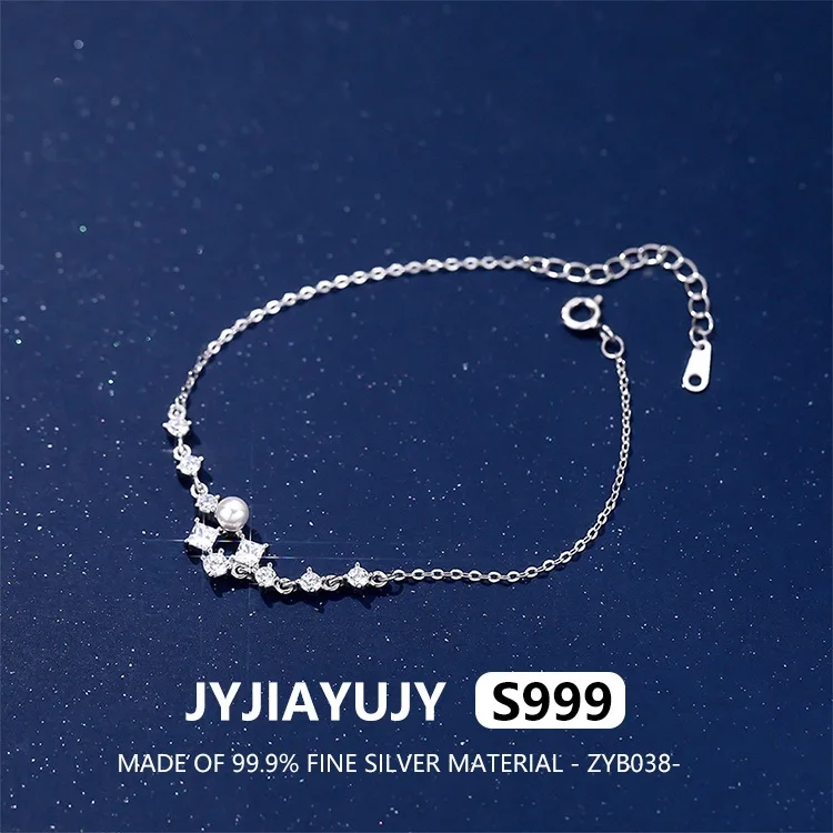 

JYJIAYUJY 100% Whole Fine Silver S999 Charm Bracelet Inlaid With Shell Pearls And Zirconia Fashion For Woman Jewelry Gift ZYB038
