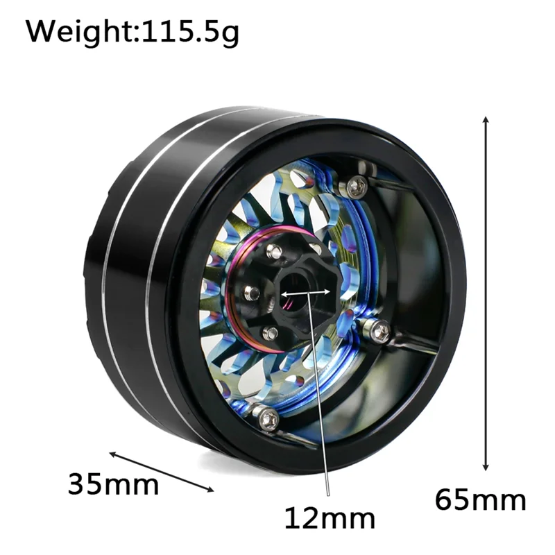 Hot-2.2 Inch Metalen Galvaniseren Kleurrijke Wielnaaf Voor 1/8 1/10 SCX10 TRX4 90046 Crawler Rc Auto Accessoires