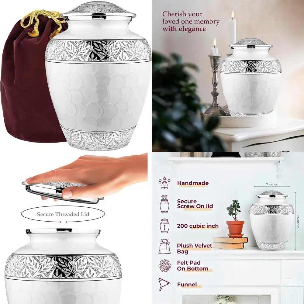 

Engraved Pearl Cremation Urn for Women, Elegant Ashes Urn for Men, Mother of Pearl Funeral Urn with Engraving