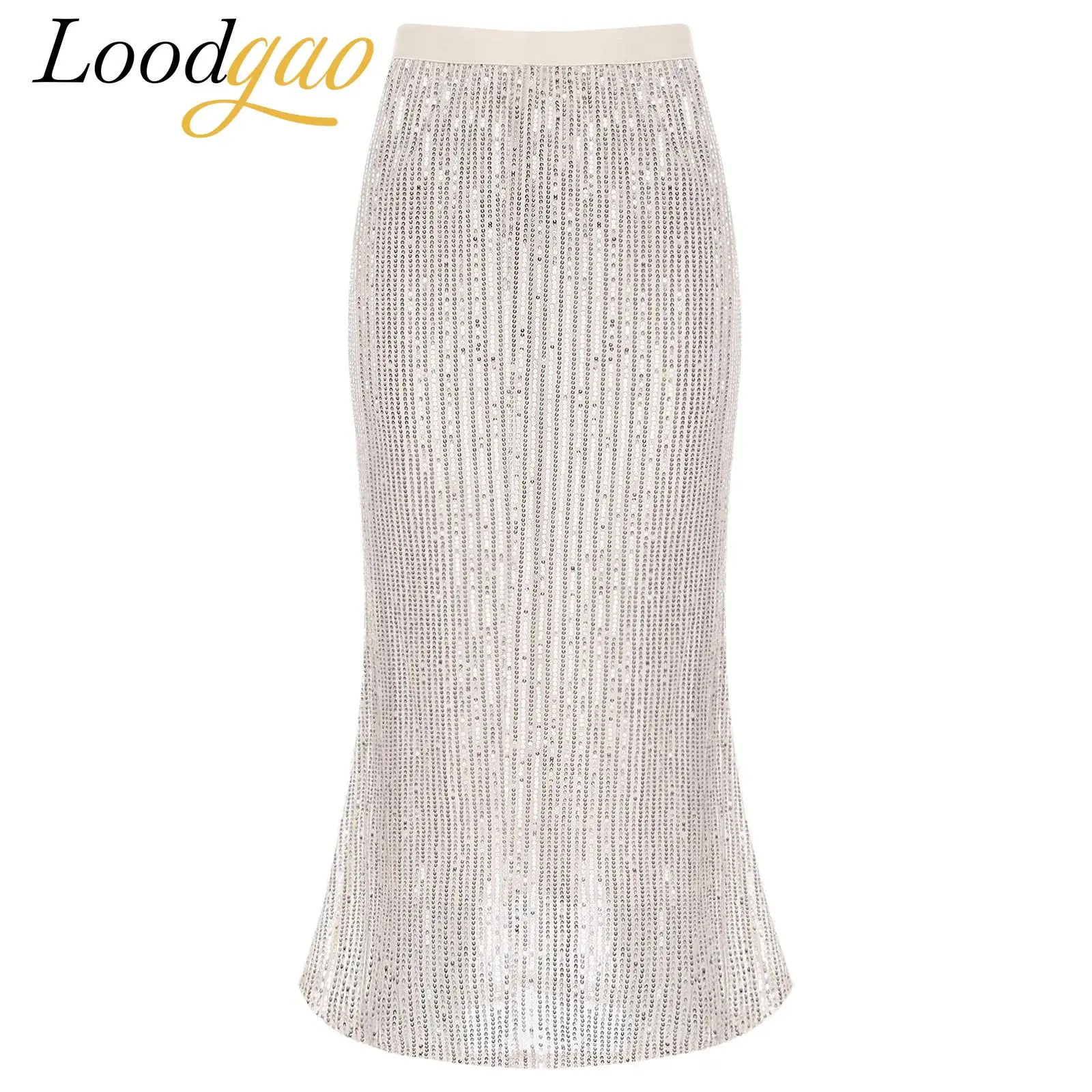 

Элегантная женская юбка с блестками и пайетками, с завышенной талией, на резинке, фасон «русалка», для банкетов и коктейльных вечеринок