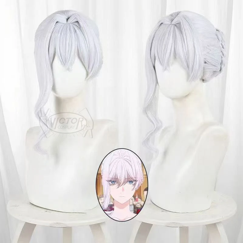 

May I Ask for One Final Thing Scarlet El Vandimion Anime Cosplay Wig Silver-white Hair Ice Rose For Women Girls Halloween Party