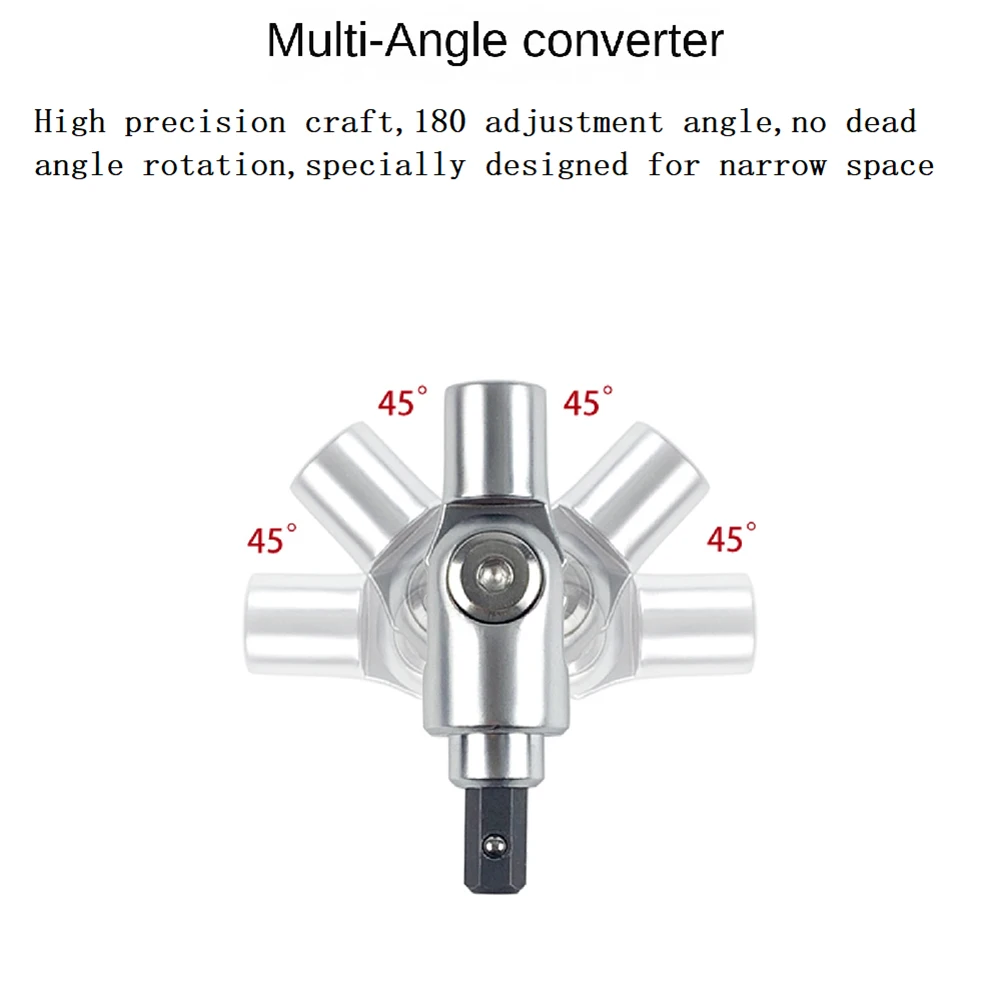 Joint Turning Corner Device for Impact Driver, Chave de fenda com haste hexagonal para soquete quadrado, Brocas, 180 graus