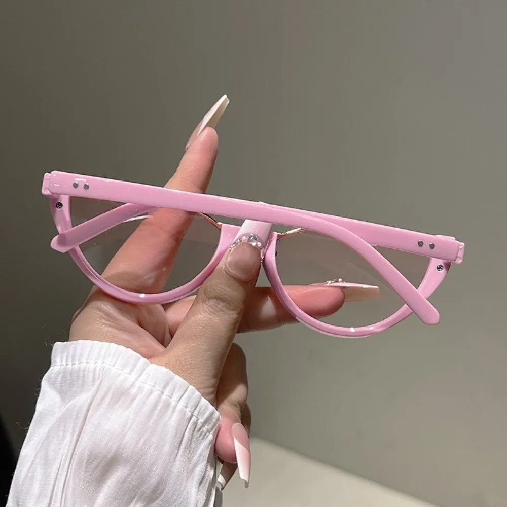 Vintage Half-frame Cat Eye Sunglasses Scratch Resistant UV Protection Cycling Shades Outdoor Street Photography Sun Glasses