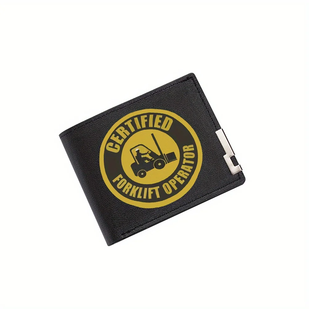 Forklift operator certification round badge Men's Wallet Printing Design Simple Modern Stylish Business Father's Boyfriend's Chr