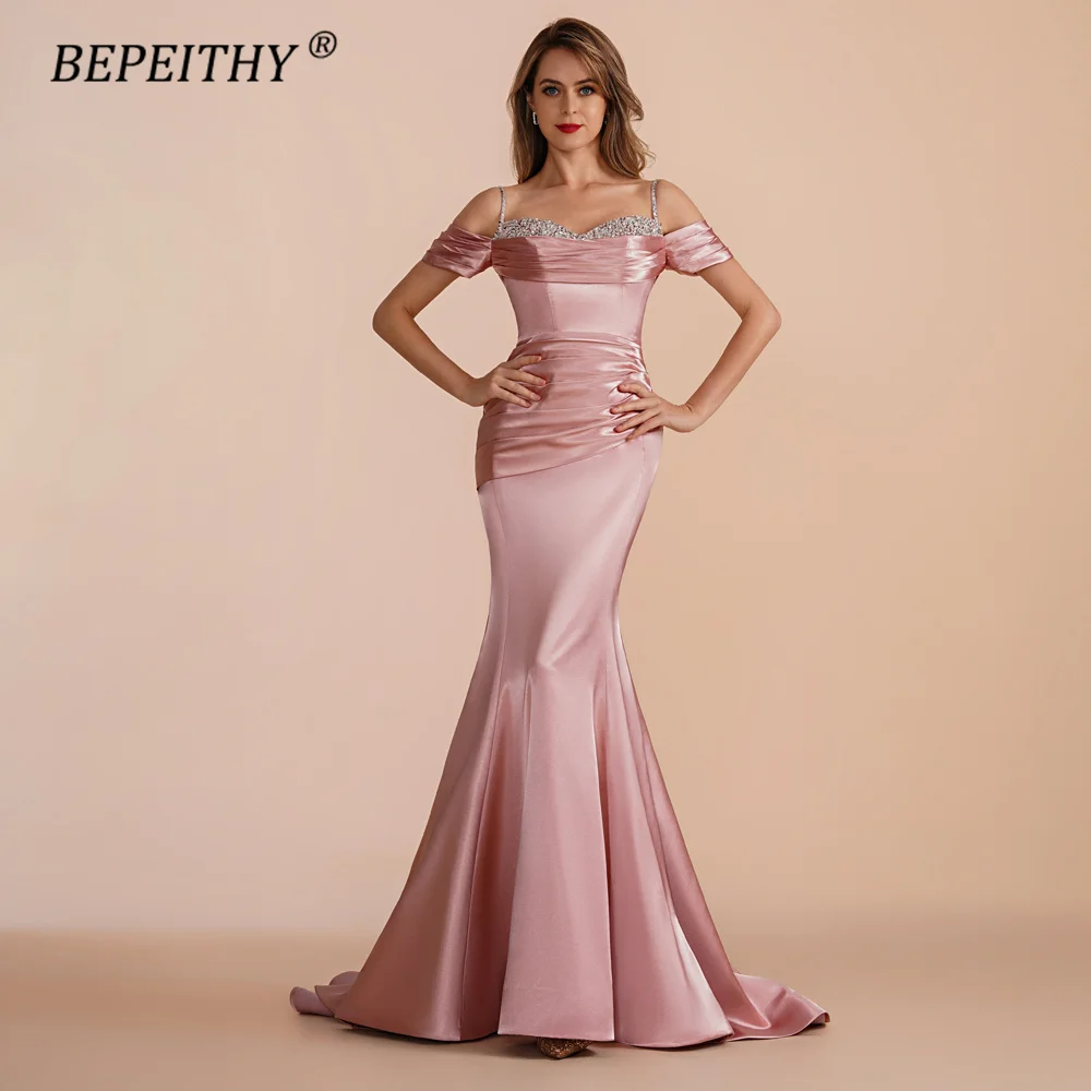 BEPEITHY Customized Sweetheart Special Occasion Formal Evening Dresses 2023 Short Sleeves Beading Mermaid Party Prom Gown Women