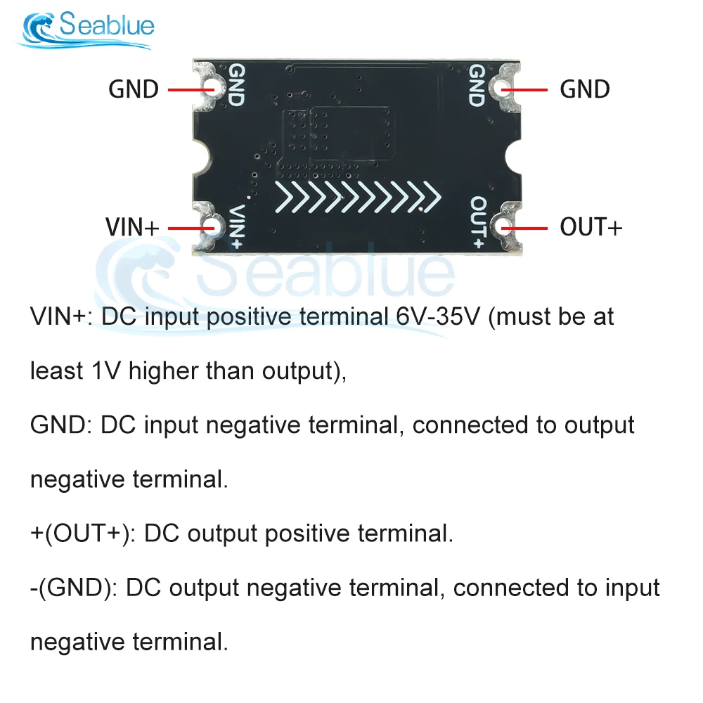 DC-DC وحدة محول فرق الجهد 6-35 فولت إلى 5 فولت 12 فولت 8A كفاءة عالية منخفضة الحرارة الجهد المنظم مجلس TVS حماية من درجة الحرارة الزائدة