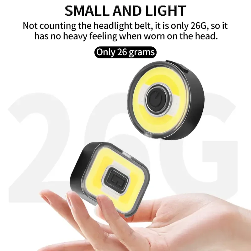 COB Magnetic Headlamp with Red/Blue Light USB Rechargeable Adjustable Headlight for Running Cycling Camping Portable Head Torch