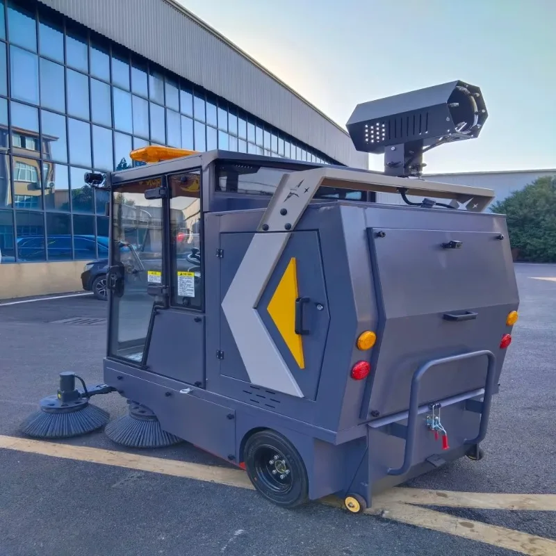Road Sweeping Electric Truck Ride-On Battery-Powered Vacuum Cleaner 0.5m³ Hopper Capacity High Pressure Floor Sweeper