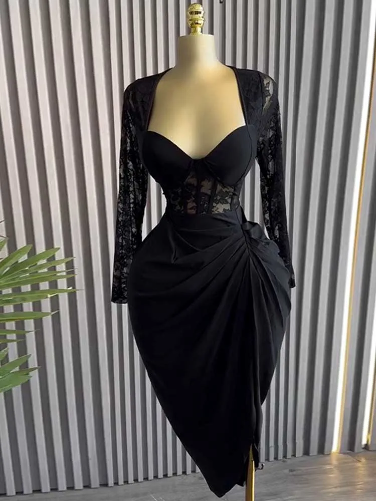 black secy dresses Prom Sexy Slit Prom Dress Birthday Outfits P379 – PreppyDress 40% Nylon Lining Strappy Cutout Sexy Dress -