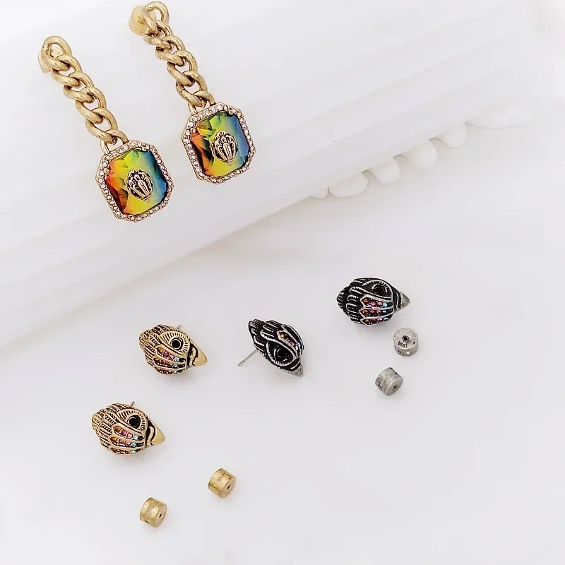 Fashion Accessories Kurt G Eagle Head Diamond-encrusted Three-dimensional Chain Rainbow Layered Earrings Gift for Women Match