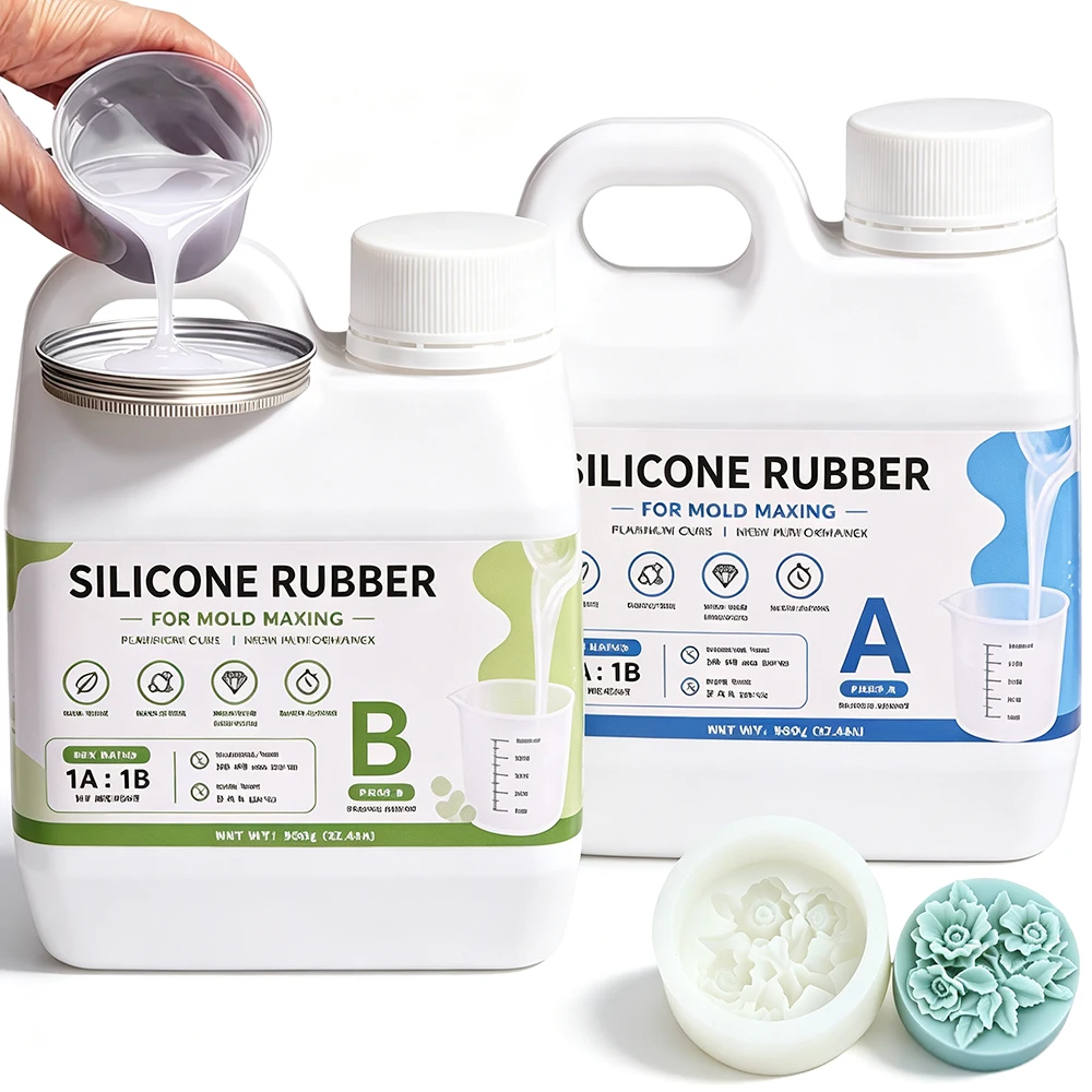 1000g Liquid Silicone Rubber Mold Making Kit A+B 1:1 RTV-2 Silicone Casting Material for Candle Soap Resin DIY Crafts
