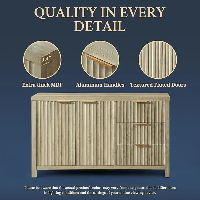 Oxford Groove Locker Counter Large Sideboard with Adjustable Shelving Multifunctional Decorative Cabinet