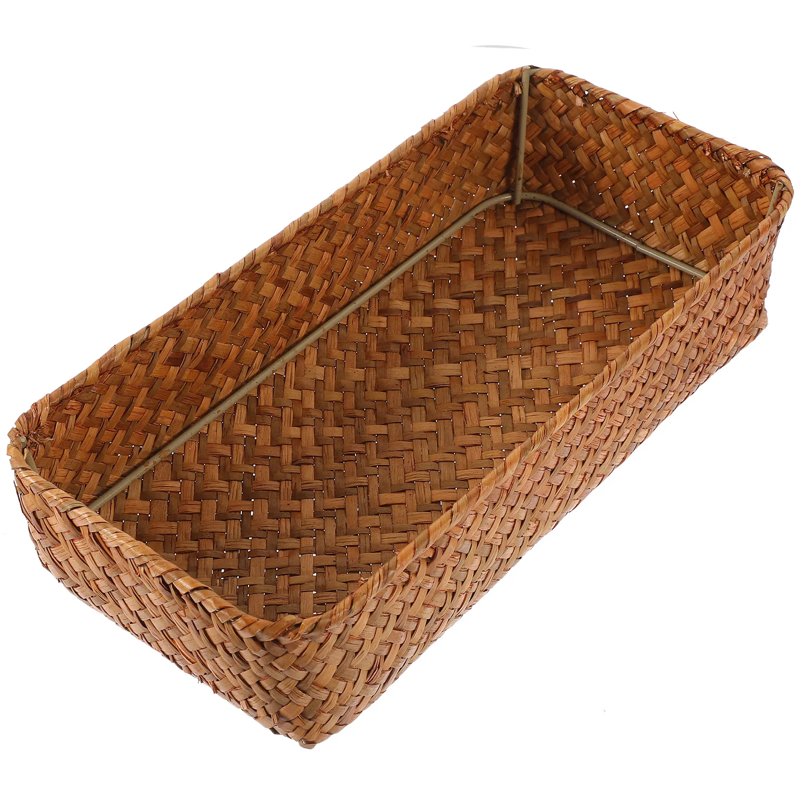 

Orange 26X12X5CM Cutlery Basket Woven Straw Silverware Organizer Desk Sundry Tray Storage Solution Kitchen Dining Tableware