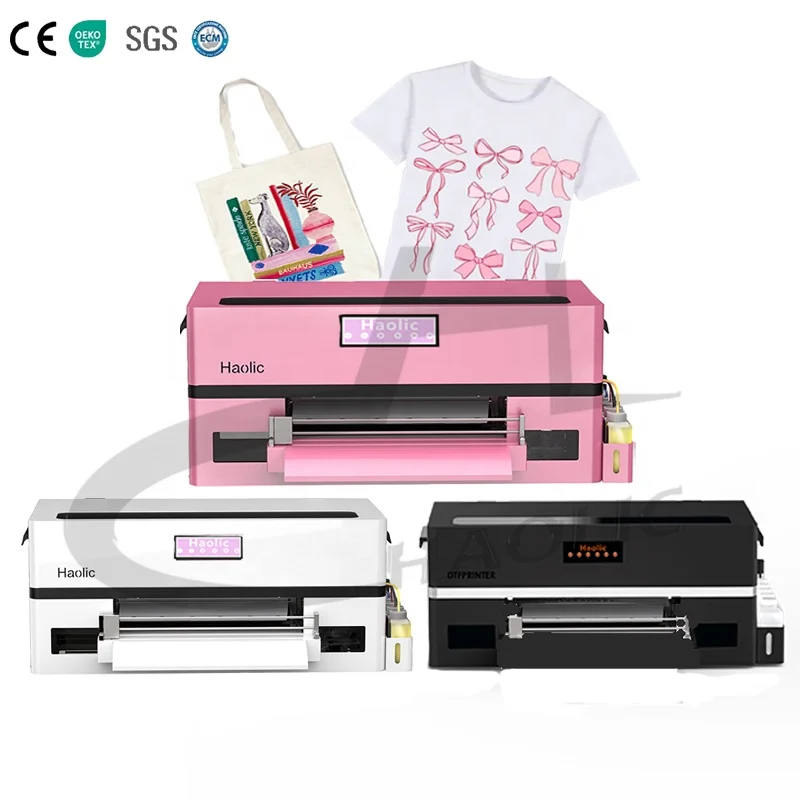 Pink A3 XP600 DTF Printer High Resolution For T-Shirt Hoodie Fabric Printing Direct To Film DTF Small Business Custom Apparel