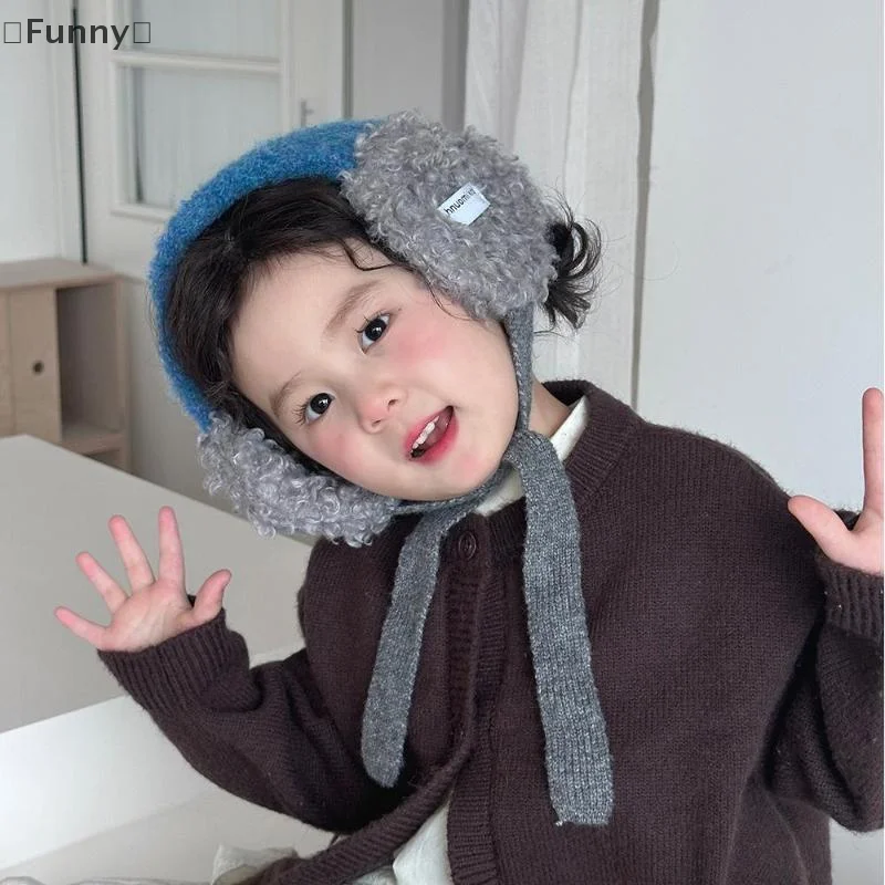 [[مضحك] أطفال بنات أفخم ربط الأذن يفشل اللون حجب تصميم شتاء دافئ محبوك الأذن يفشل سميكة الدافئة محبوك للأذنين