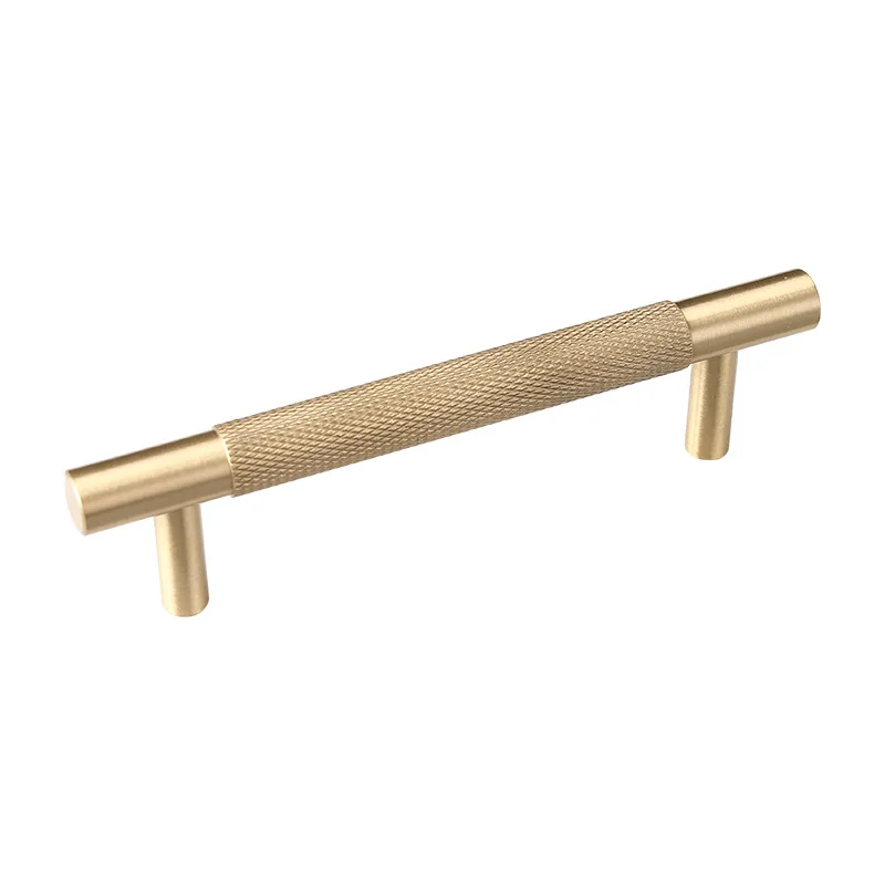 Light luxury wardrobe door brass handle gold cabinet shoe cabinet drawer pure copper long handle reticulated design