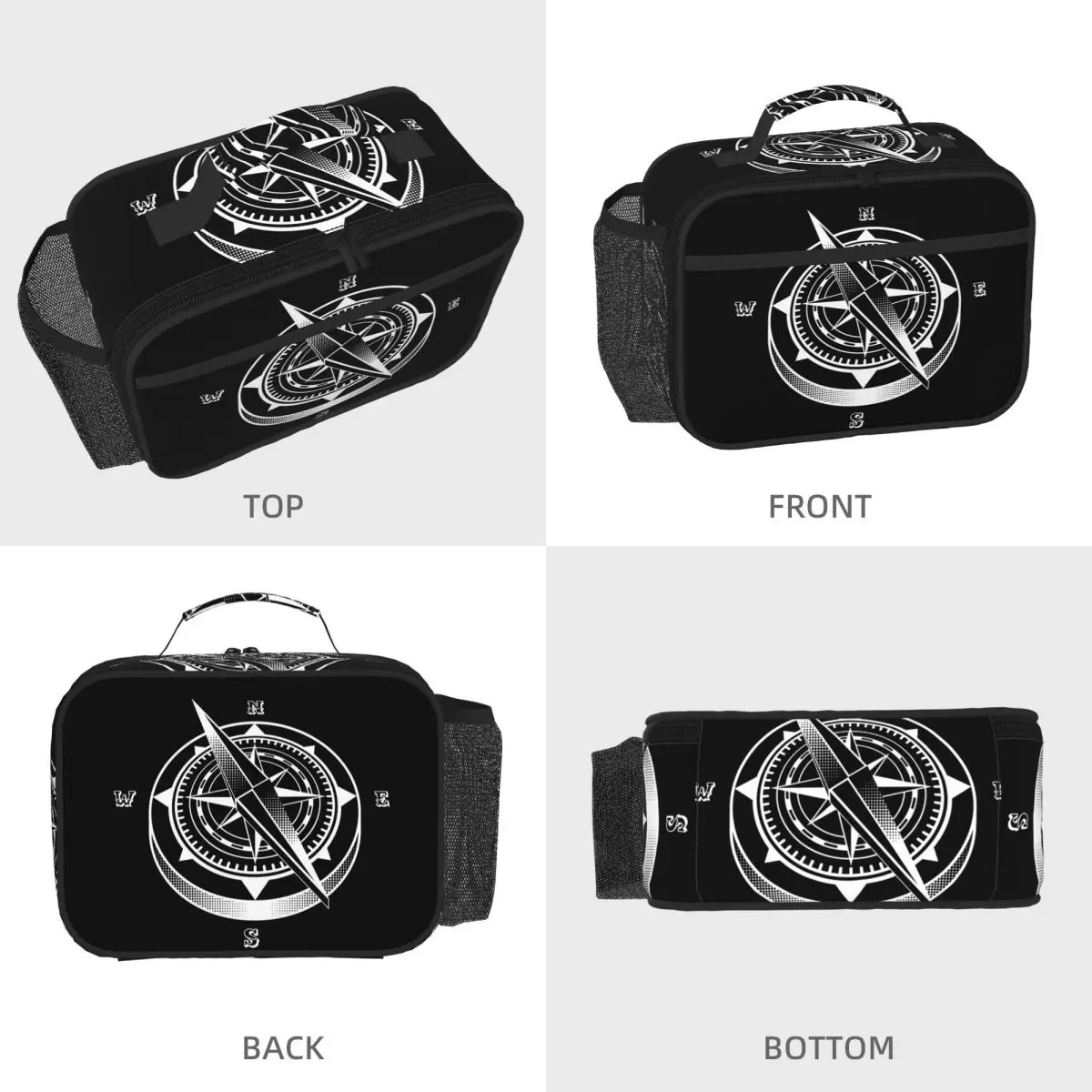Nautical Compass Captain Anchor Boat Insulated Lunch Bag for Women Children Leakproof Food Boxes Thermal Lunch Box Tote