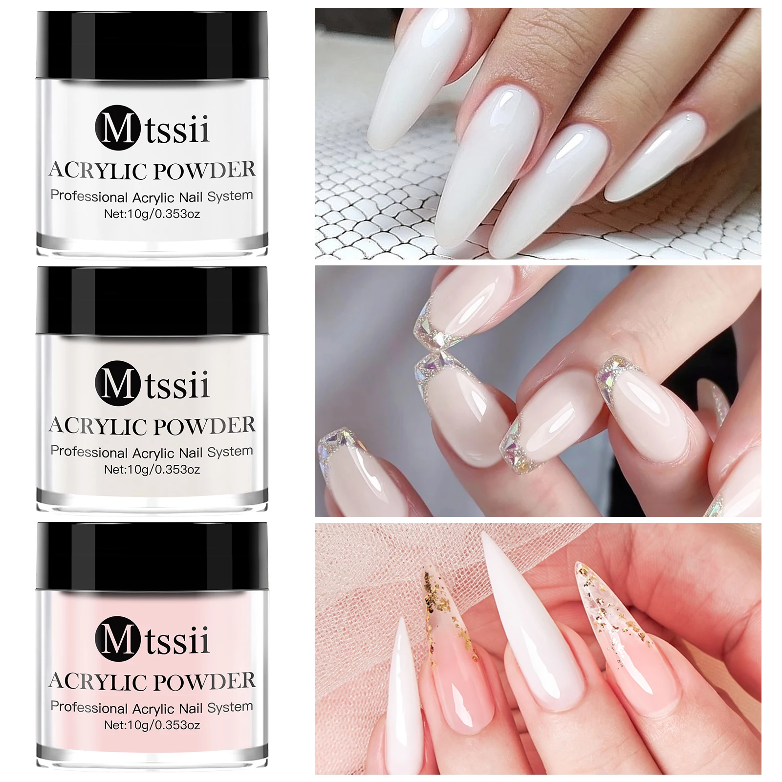 8-teiliges Acrylpulver-Nagelsystem-Set, nacktes Rosa, Monomer-Flüssigkeitsset für die Nagelverlängerung, Schnitzblume, selbstklebende Dekorationen zum Selbermachen