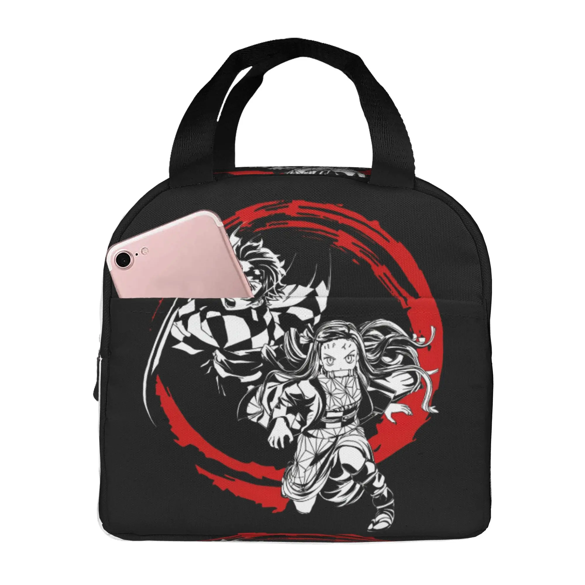 D-Demons Slayers Insulated Lunch Bag for Outdoor Picnic Unique Anime Cartoon Comic Leakproof Thermal Cooler Lunch Box Women Men