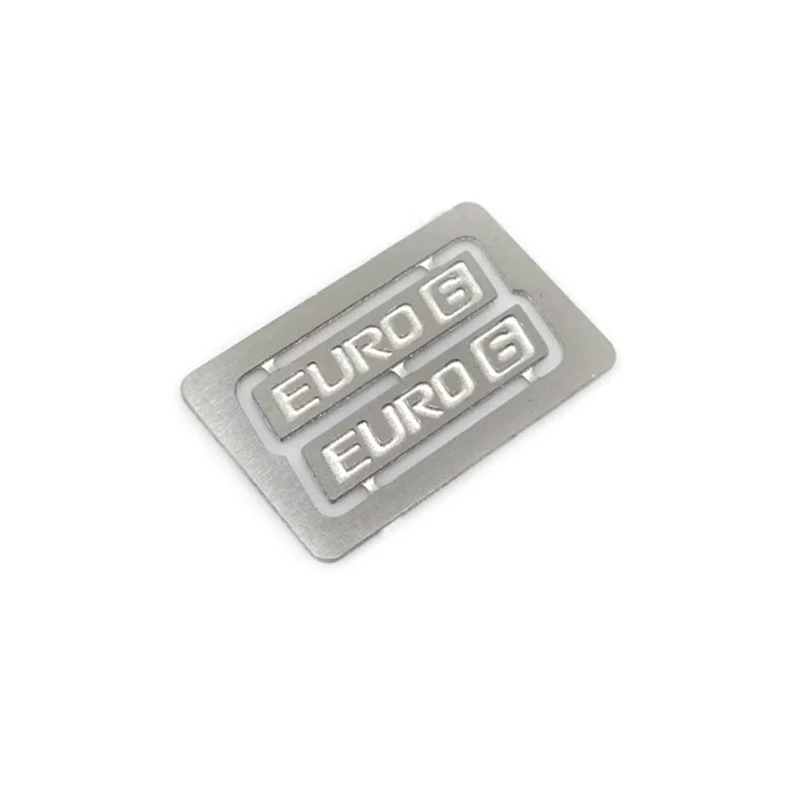 Simulation Metal Etching Euro 6 Logo for 1/14 Tamiya RC Truck Scania MAN Benz Actros Volvo Diy Parts