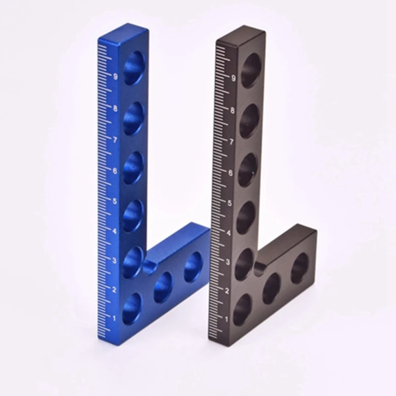 B62B Aluminum Alloy Height Ruler 90 Degree Right Angle Measuring Tool Marking Ruler Woodworking Tools Blue